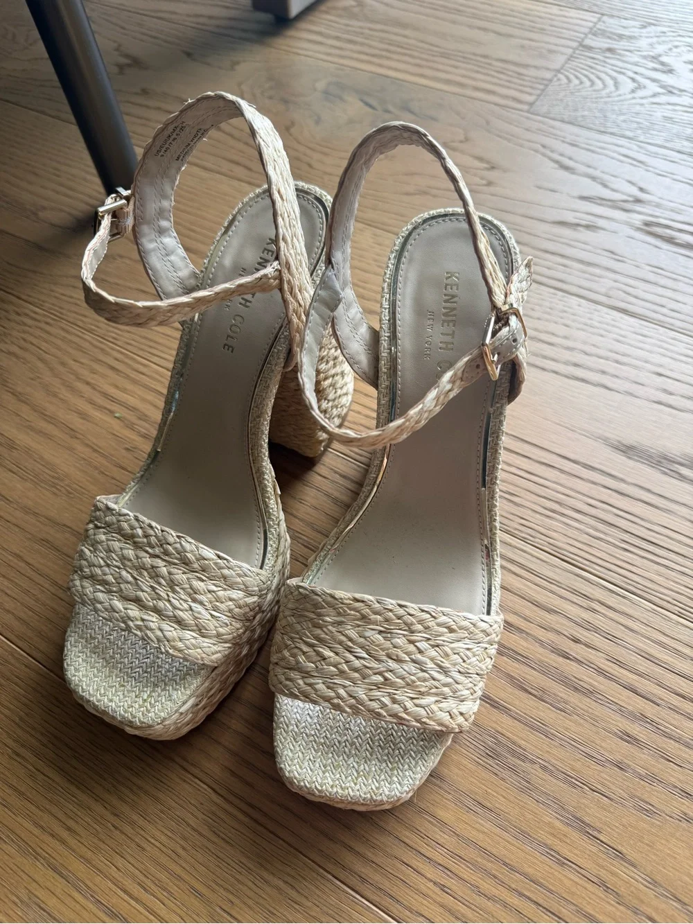 Kenneth Cole Natural Woven Platform Sandals